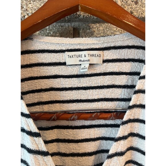 Striped Texture & Thread Madewell Medium Tie-Front Knit Top With Short Sleeves - Picture 2 of 4